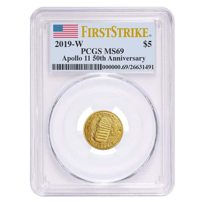 2019 W Apollo 11 50th Anniversary $5 Gold Comm. PCGS MS 69 FS