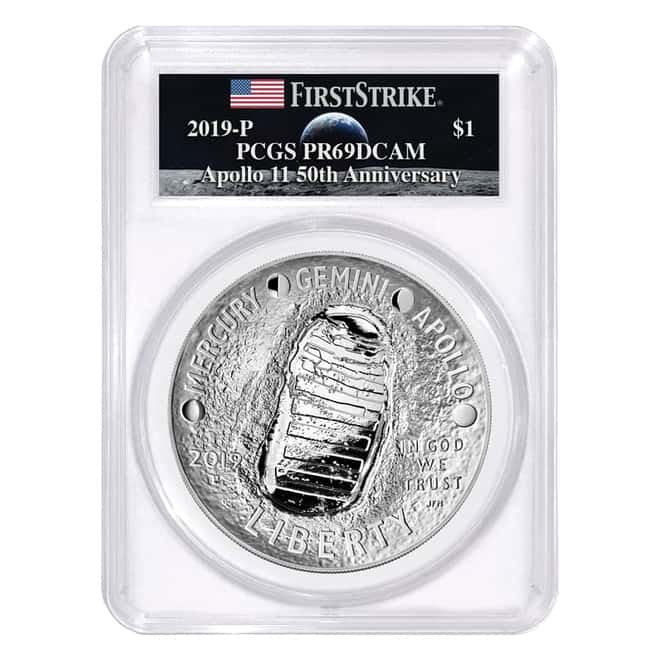 2019 P Apollo 11 50th Anniversary Proof Silver Dollar Comm. PCGS PF 69 FS