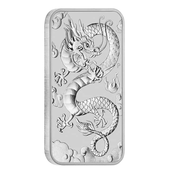2019 1 oz Silver Australian Dragon Coin Bar $1 BU