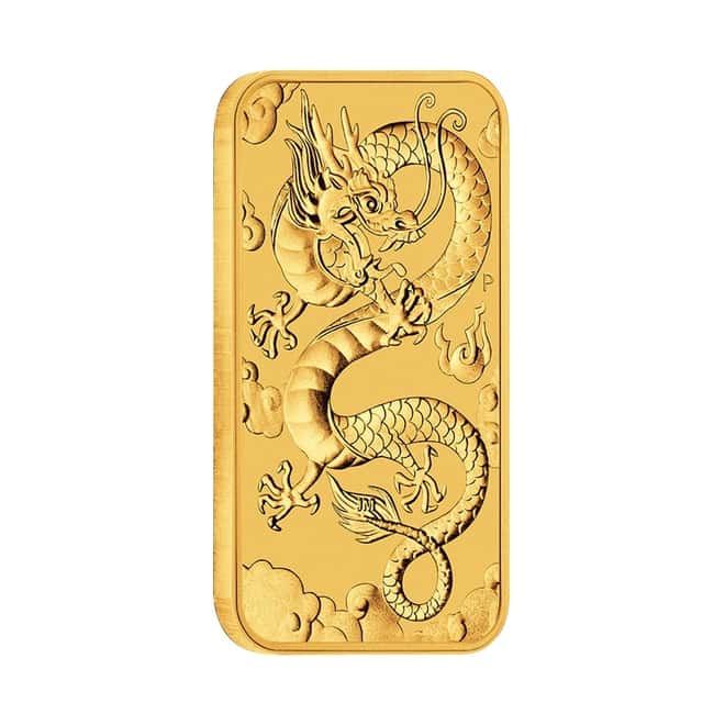 2019 1 oz Gold Australian Dragon Coin Bar $100 BU