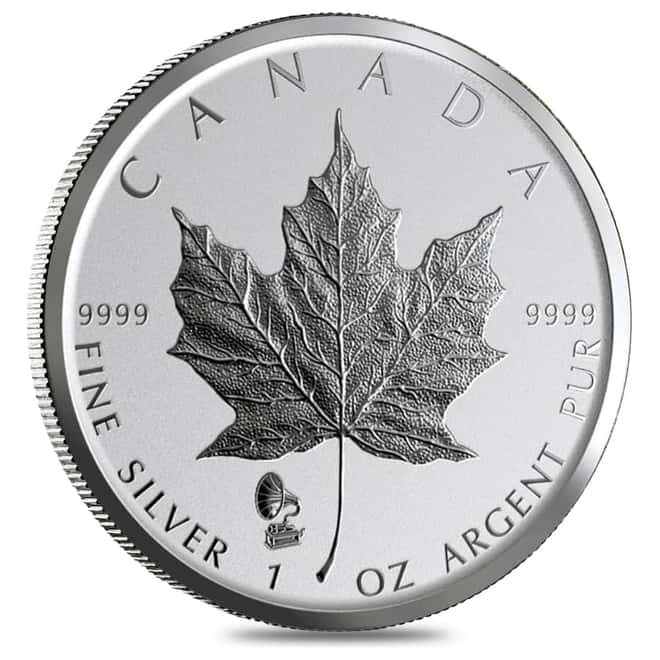 2019 1 oz Silver Canadian Maple Leaf Phonograph Privy Reverse Proof .9999 Fine $5 Coin BU