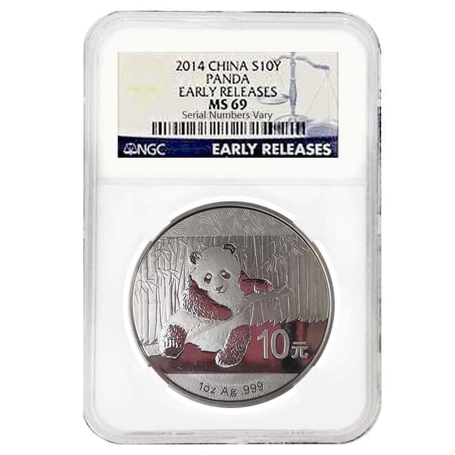2014 1 oz Chinese Silver Panda 10 Yuan NGC MS 69 Early Releases