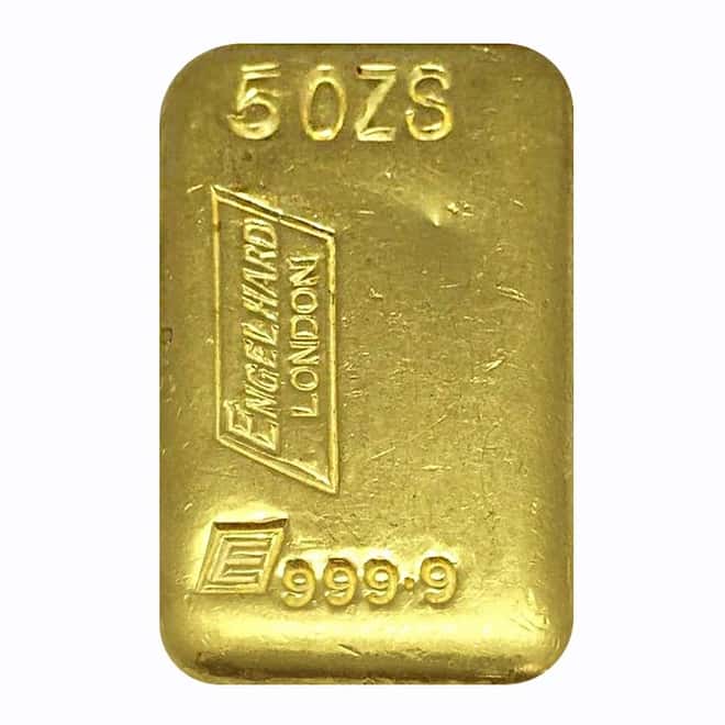 5 oz Engelhard London Gold Vintage Bar .9999 Fine