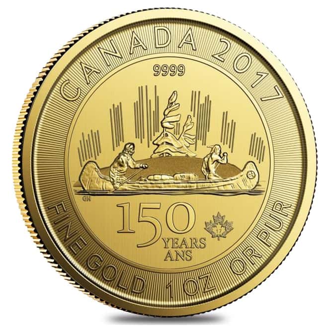 2017 1 oz Canadian Gold 150th Annv. Special Edition Voyageur $150 Coin BU (Not in Assay)