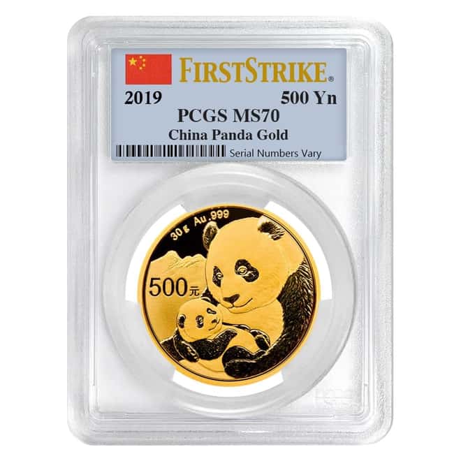 2019 30 Gram Chinese Gold Panda 500 Yuan PCGS MS 70 First Strike