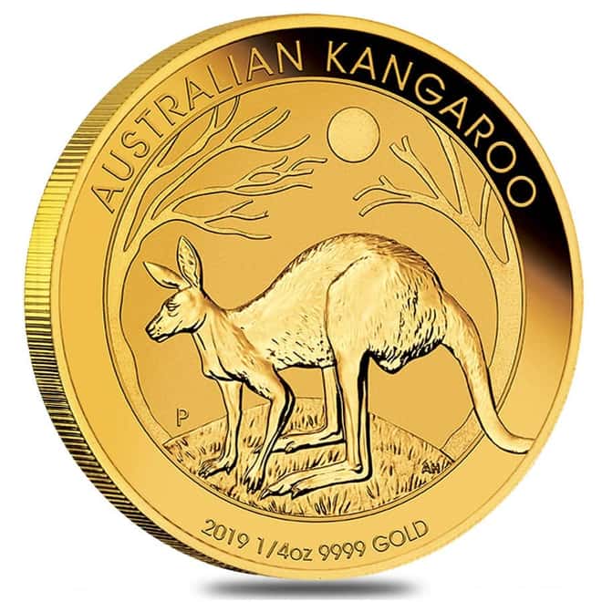 2019 1/4 oz Australian Gold Kangaroo Perth Mint Coin .9999 Fine BU In Cap