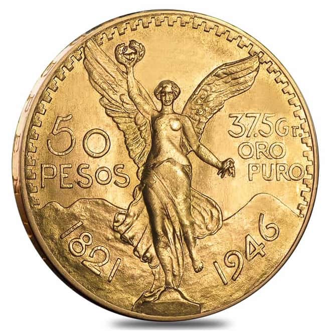 1946 Mexico 50 Pesos Gold Coin AU/BU