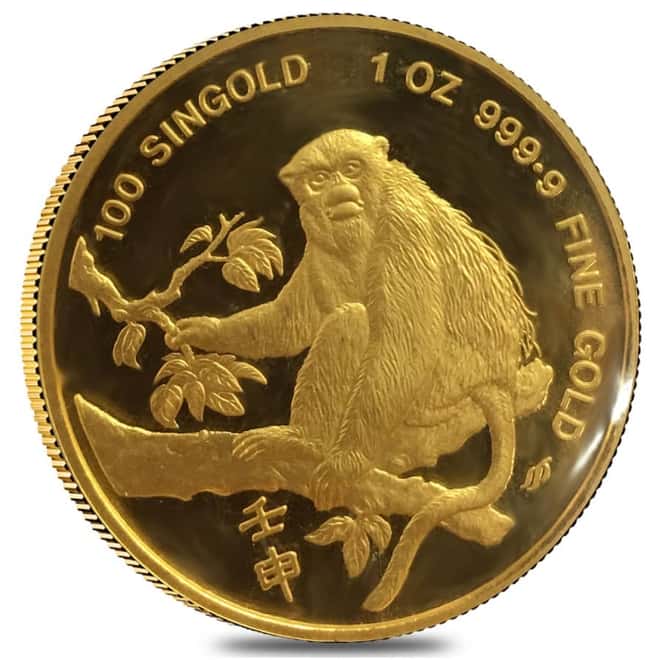 1992 1.9 oz Singapore Year of the Monkey Proof Gold 5 - Coin Set (Sealed)