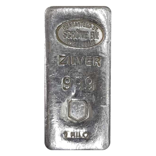 1 Kilo Schöne B.V. Amsterdam Vintage Silver Bar .999 Fine