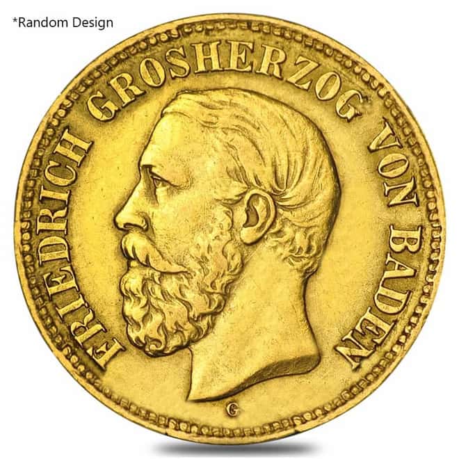 Germany 5 Marks Gold Coin Avg Circ AGW .0576 oz (Random Year/Design)