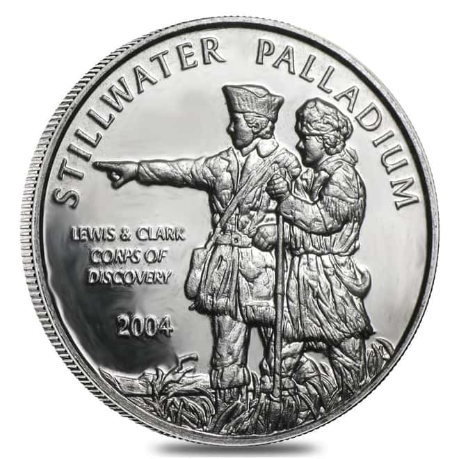 1/10 oz Johnson Matthey Lewis & Clark Palladium Round .999 Fine