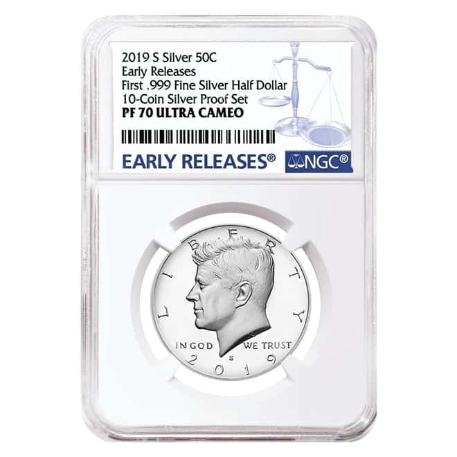 2019 S Proof Silver Kennedy Half Dollar First .999 Fine Silver NGC PF 70 ER