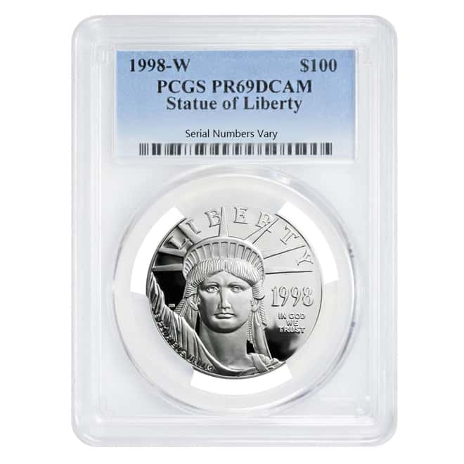 1998 W 1 oz $100 Platinum American Eagle Proof Coin PCGS PF 69 DCAM