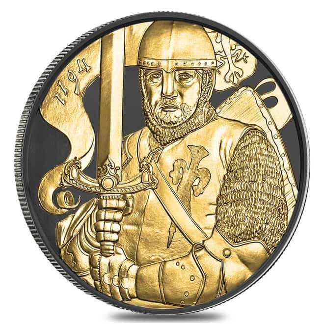 2019 1 oz Austrian Silver Leopold V Coin Black Ruthenium 24K Gold Edition (w/Box & COA) - 825th Anniversary of the Austrian Mint
