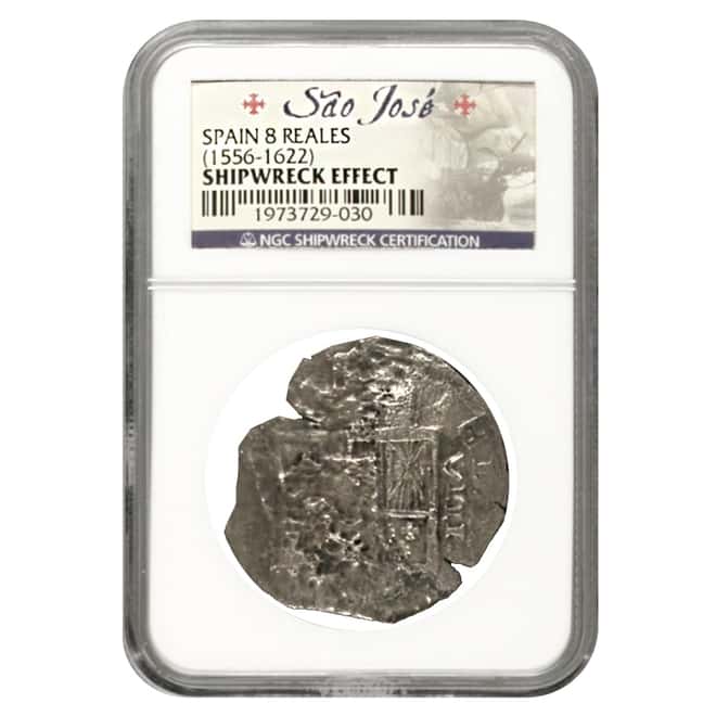 1556-1622 Spain 8 Reales Silver Coin NGC Shipwreck Effect
