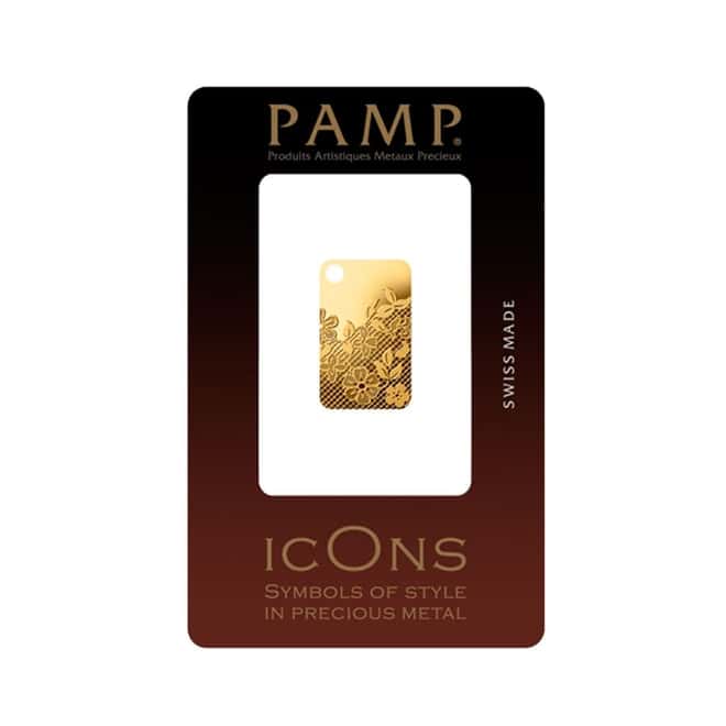 5 gram Gold Bar PAMP Suisse Valenciennes Lace .9999 Fine (In Assay)