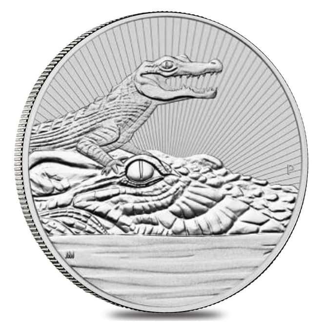 2019 2 oz Silver Australian Piedfort Crocodile Perth Mint .9999 Fine BU Next Generation Series