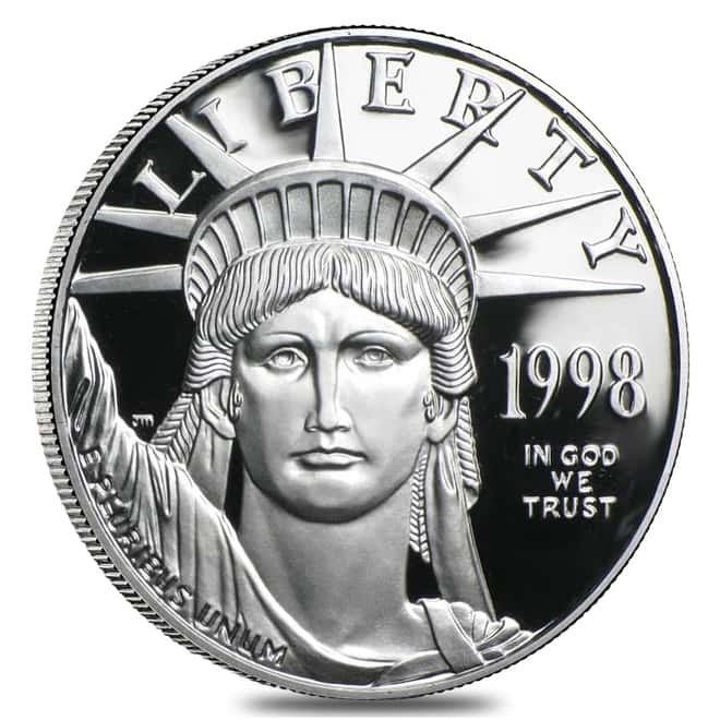1998 W 1/2 oz $50 Proof Platinum American Eagle Coin (w/Box & COA)