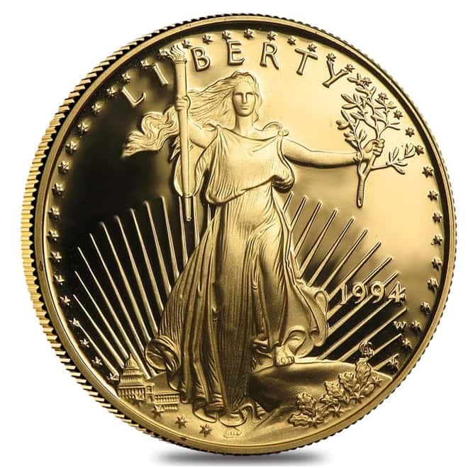 1994 W 1/2 oz $25 Proof Gold American Eagle (w/Box & COA)