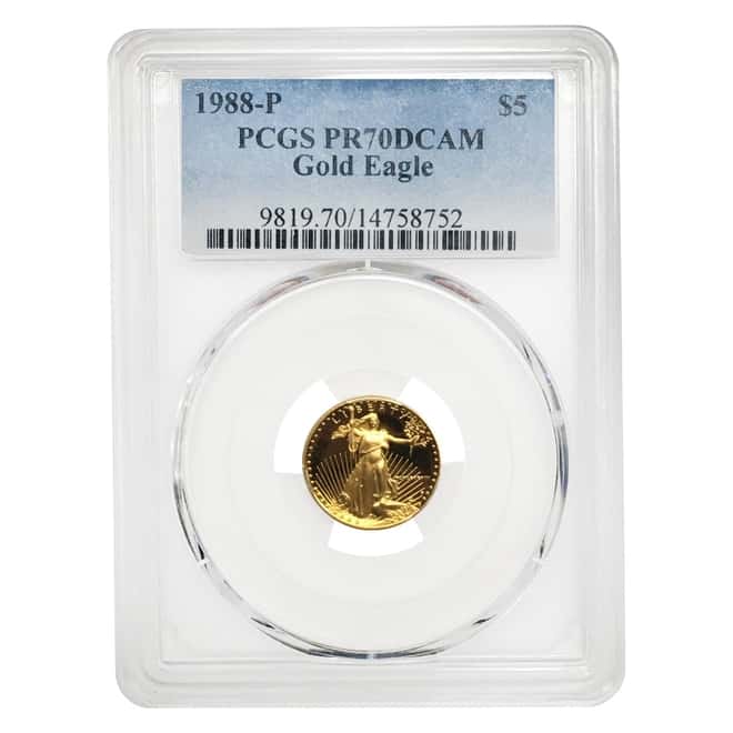 1988 P 1/10 oz $5 Proof Gold American Eagle PCGS PF 70 DCAM 