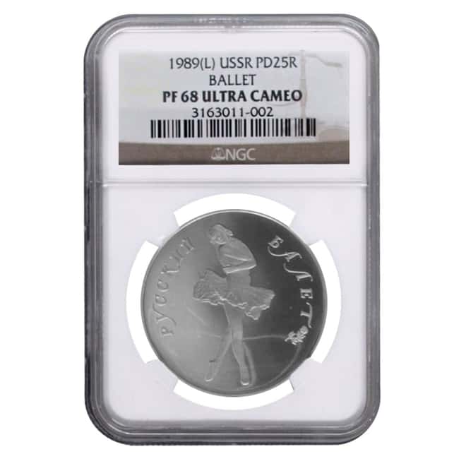 1989 1 oz Russia Palladium Ballerina 25 Roubles NGC PF 68 UCAM