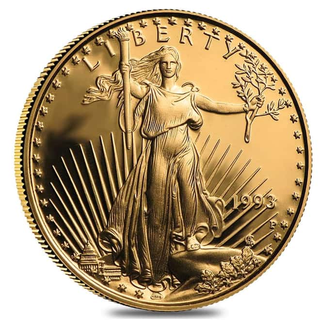 1993 P 1/4 oz $10 Proof Gold American Eagle (w/Box & COA)