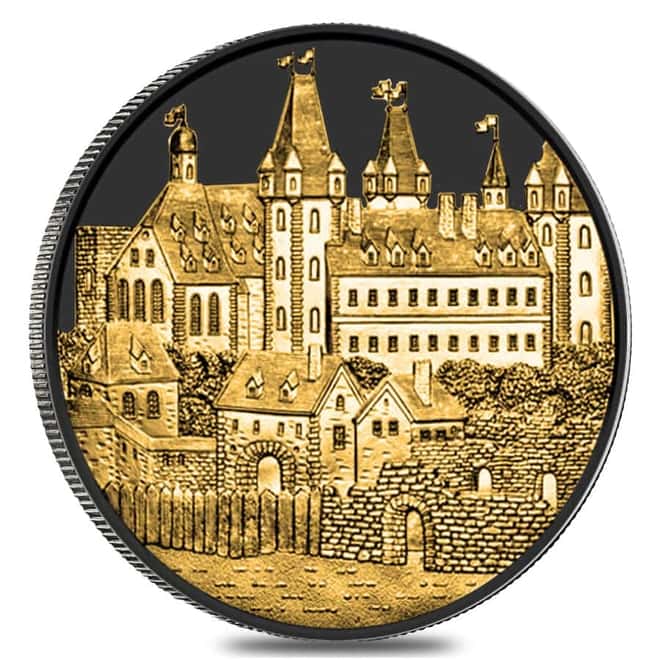 2019 1 oz Austrian Silver Wiener Neustadt Vienna Coin Black Ruthenium 24K Gold Edition (w/Box & COA) - 825th Anniversary of the Austrian Mint