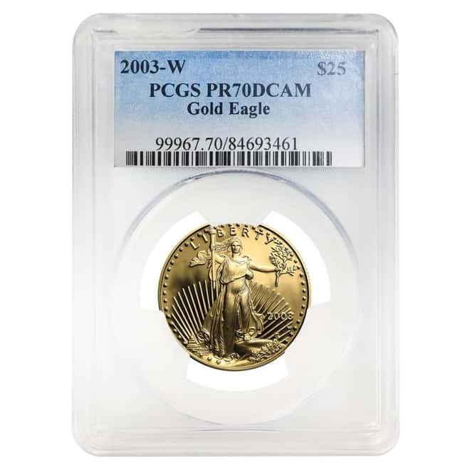2003 W 1/2 oz $25 Proof Gold American Eagle PCGS PF 70 DCAM