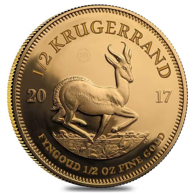 2017 South Africa 1/2 oz Proof Gold Krugerrand (50th Annv. Privy)