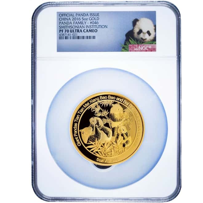 2016 5 oz China Smithsonian Proof Gold Panda Medal NGC PF 70 UCAM (w/Box & COA)