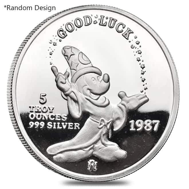 5 oz Disney Silver Round .999 FIne (Random Design)