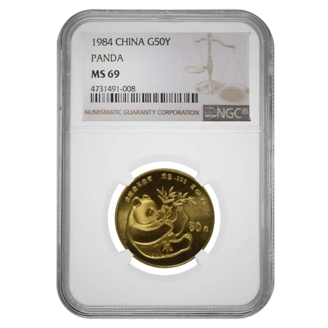 1984 1/2 oz Chinese Gold Panda 50 Yuan NGC MS 69