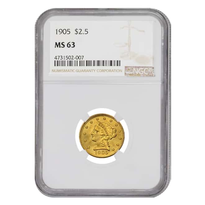 1905 $2.5 Liberty Head Quarter Eagle Gold Coin NGC MS 63
