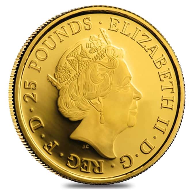 2019 Great Britain 1/4 oz Proof Gold Queen's Beasts (Yale) Coin .9999 Fine (w/Box & COA)