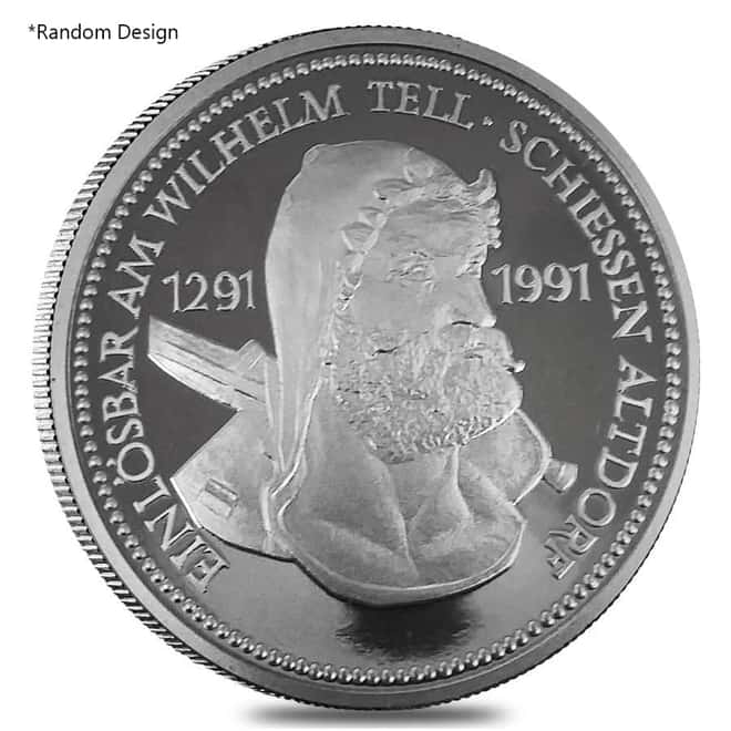 1 oz Platinum Swiss William Tell Shooting Thaler Proof/BU Coin (Random Year)