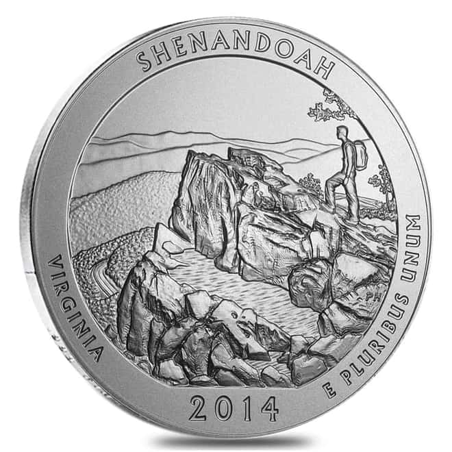 2014-P 5 oz Silver America the Beautiful ATB Virginia Shenandoah Uncirculated Coin (w/Box & COA)