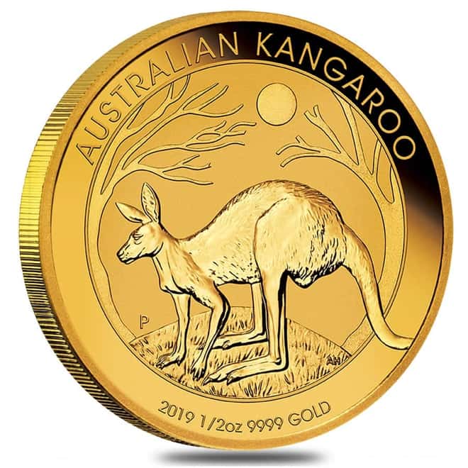 2019 1/2 oz Australian Gold Kangaroo Perth Mint Coin .9999 Fine BU In Cap