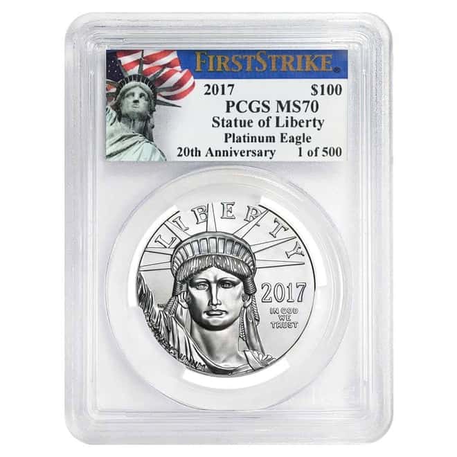 2017 1 oz Platinum American Eagle PCGS MS 70 First Strike