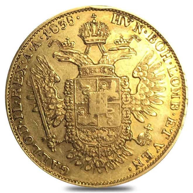 1835 M Italian States 1 Sovrano Franz I Gold Coin AGW .3278 oz Avg Circ