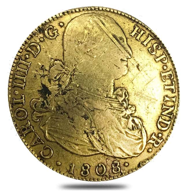 1797 JJ Colombia 8 Escudos Gold Coin AGW .7614 oz XF