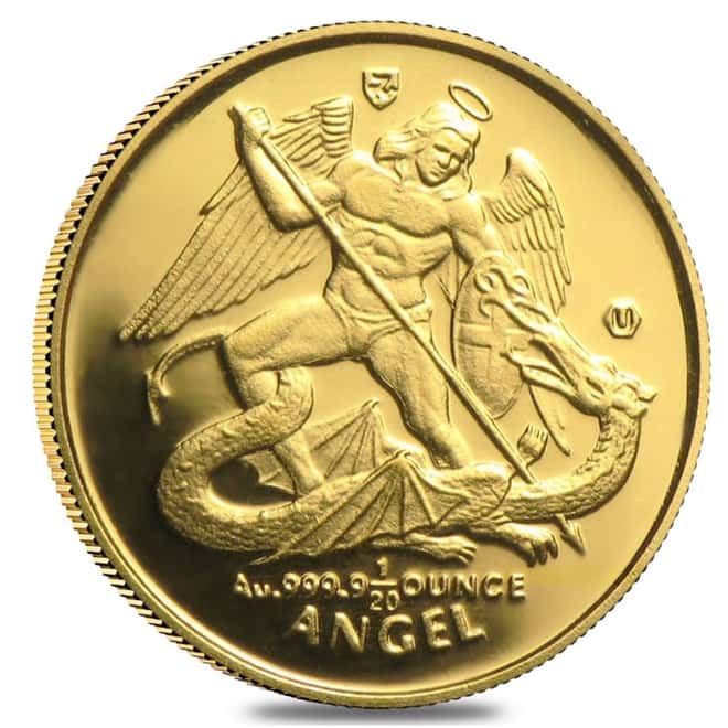 1/20 oz Isle of Man Proof/BU Gold Angel Coin (Random Year)