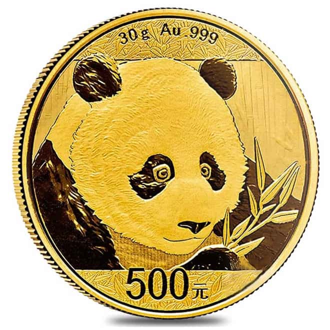 Chinese 30 gram Gold Panda 500 Yuan .999 Fine BU (Random Year, Not Sealed)