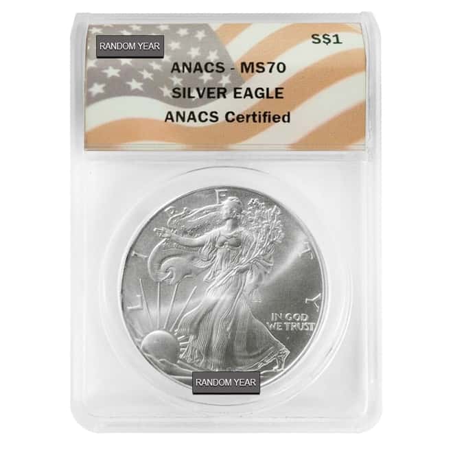1 oz Silver American Eagle ANACS MS 70 (Random Year)