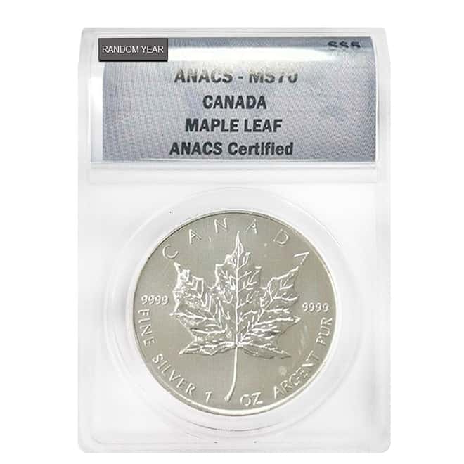 1 oz Silver Canadian Maple Leaf ANACS MS/SP/PF 70 (Random Year)