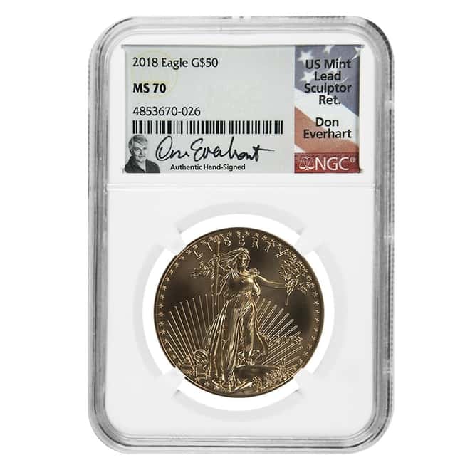 2018 1 oz $50 Gold American Eagle NGC MS 70 (Don Everhart Label)