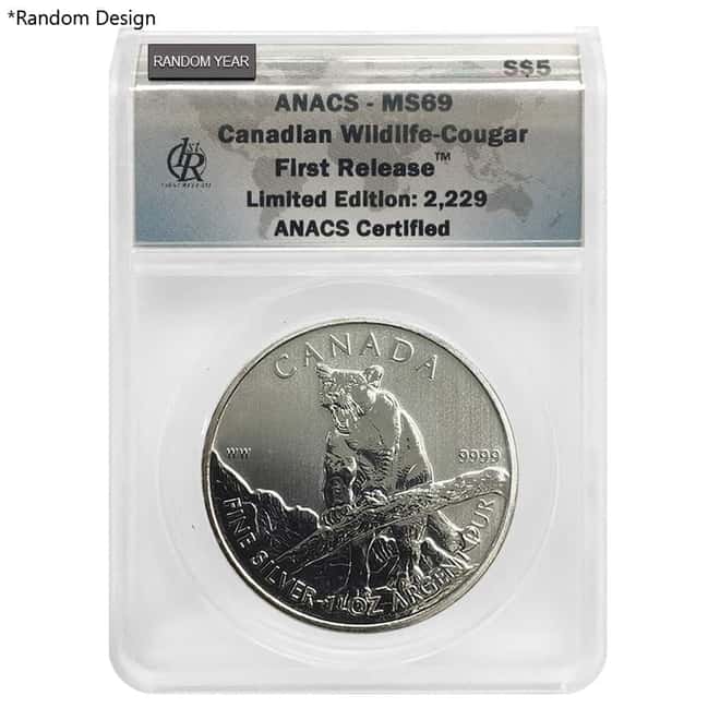 1 oz Silver Royal Canadian Mint $5 Coin Random Design ANACS MS 69 (Random Design/Year)