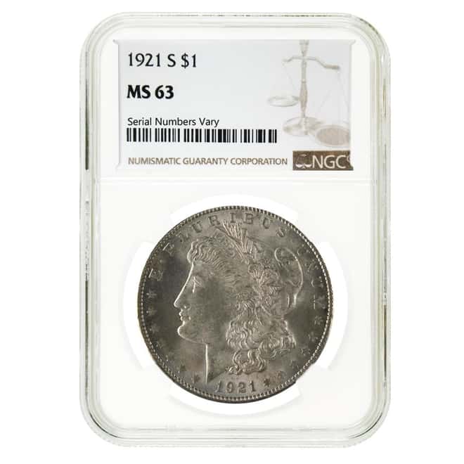 1921 S Morgan Silver Dollar NGC MS 63