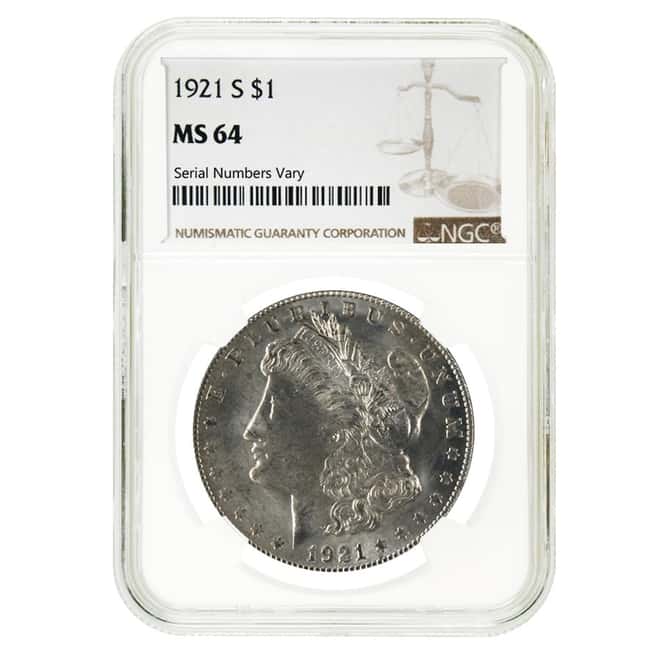 1921 S Morgan Silver Dollar NGC MS 64