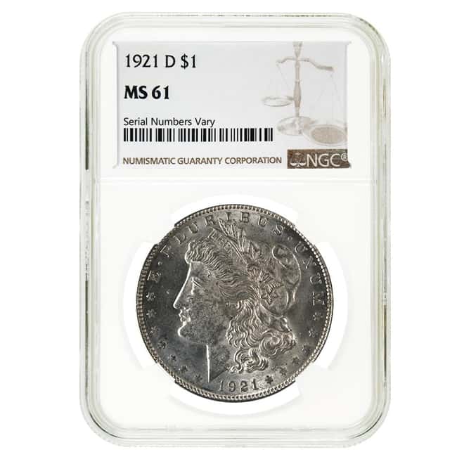 1921 D Morgan Silver Dollar $1 NGC MS 61