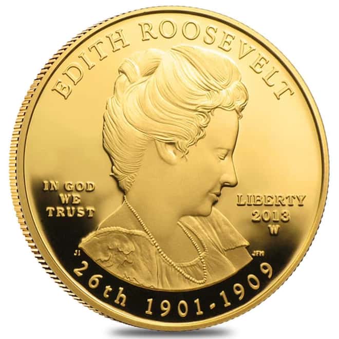 2013 W 1/2 oz $10 First Spouse - Edith Roosevelt Gold Proof Coin (w/Box & COA)